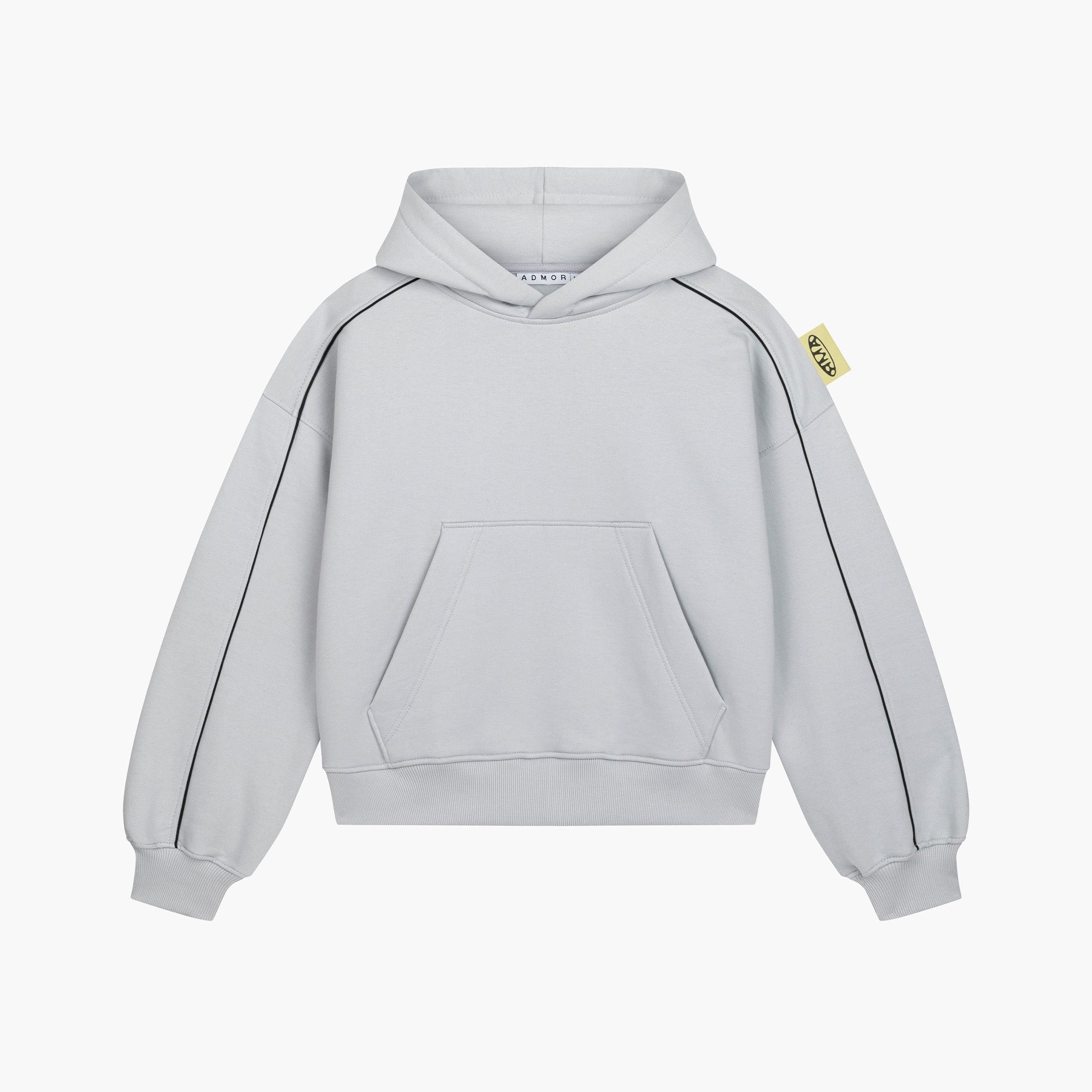 PIPPING CROPPED BOXY HOODIE (GREY)