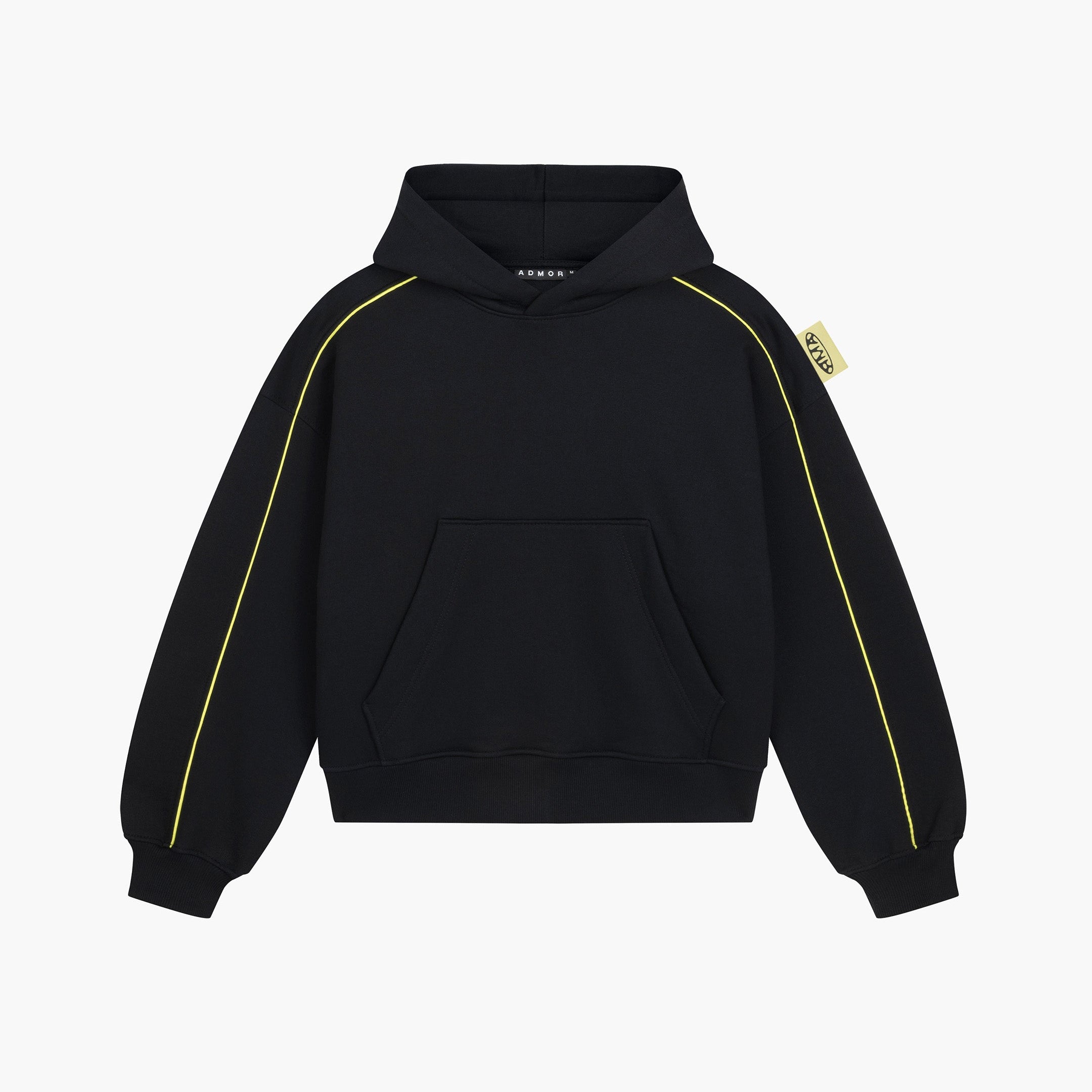PIPPING CROPPED BOXY HOODIE (BLACK)