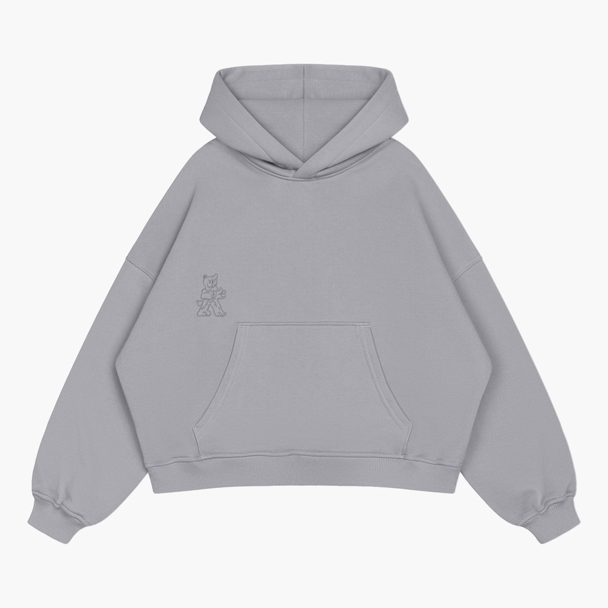 TEDDY CROPPED HOODIE (GREY)