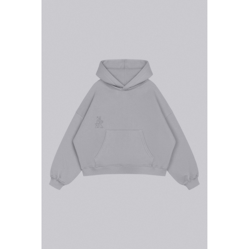 TEDDY CROPPED HOODIE (GREY)