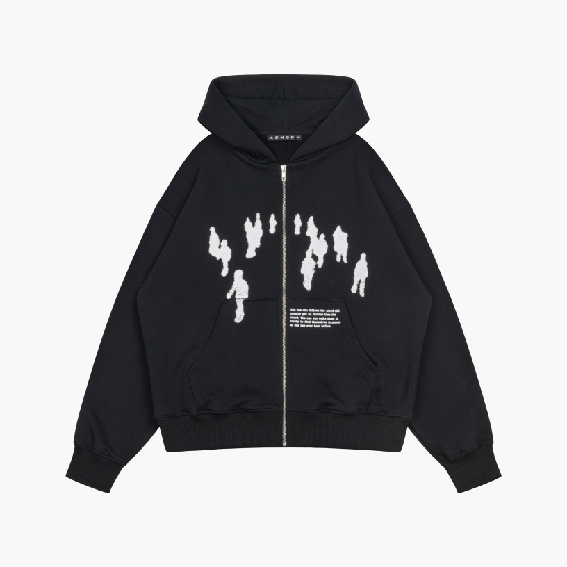 CROWD HEAVY ZIP HOODIE (BLACK)