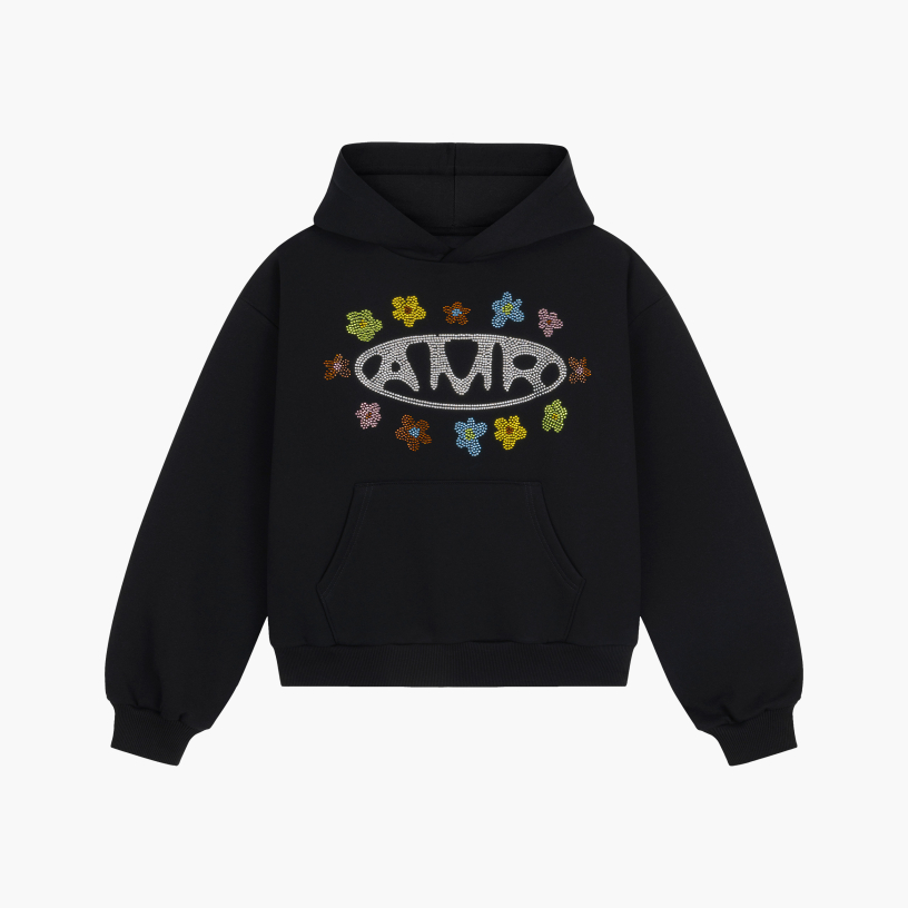 AMR FLOWERS CRYSTALS HOODIE (BLACK)
