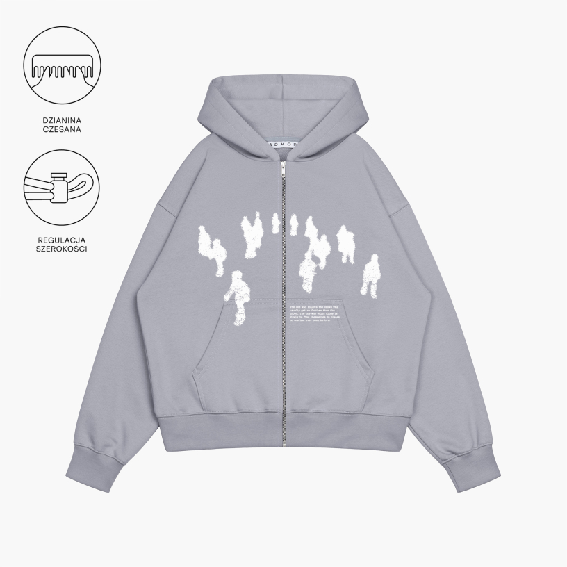 CROWD ZIP BOXY HOODIE (GREY)