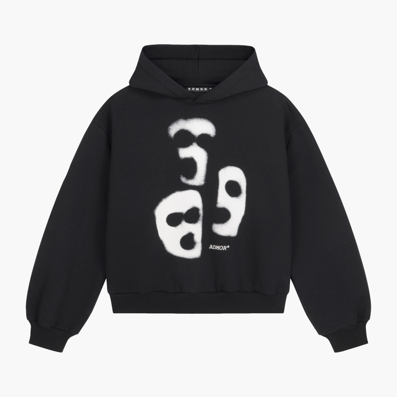 GHOSTS BOXY HOODIE (BLACK)