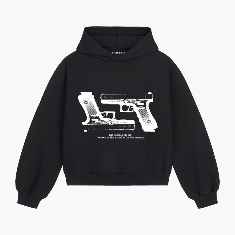 GUNS BOXY HOODIE (BLACK)