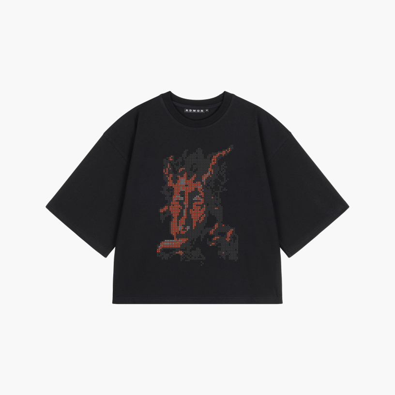 KRAMPUS CROPPED BOXY TEE (BLACK)