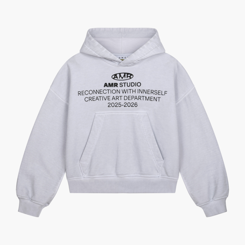 STUDIO CROPPED BOXY HOODIE (WASHED GREY)