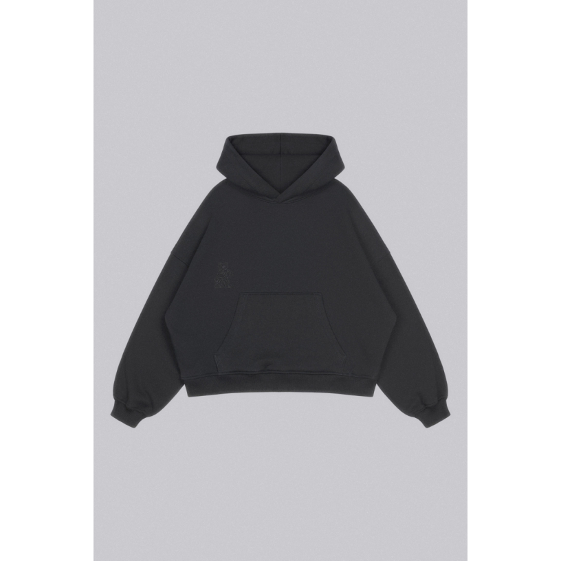 TEDDY CROPPED HOODIE (BLACK)