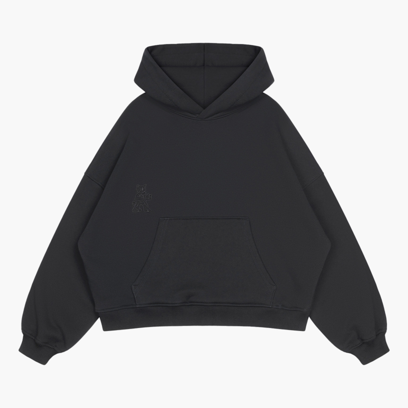 TEDDY CROPPED HOODIE (BLACK)