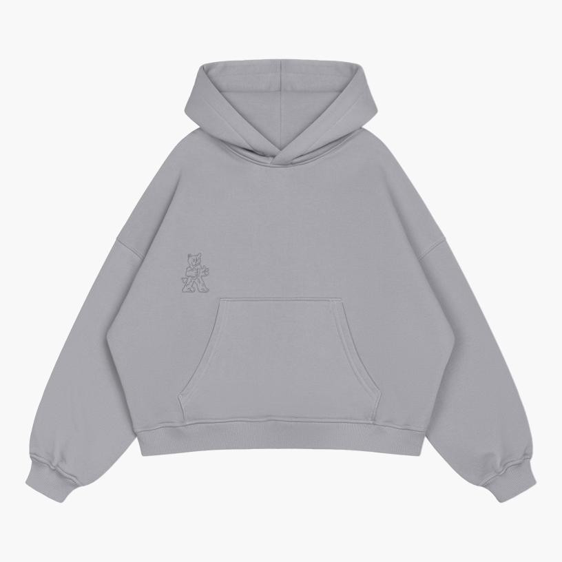 TEDDY CROPPED HOODIE (GREY)