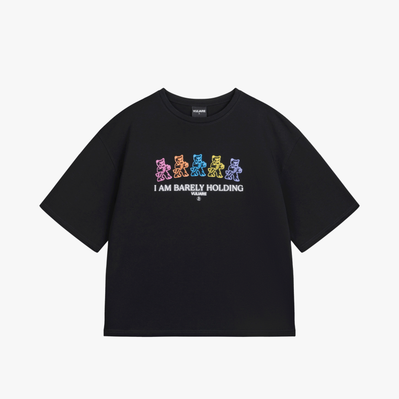BARELY HOLDING OVERSIZE TEE (BLACK)